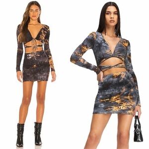 I.AM.GIA Gabriella Cut Out Dress Orange Black Tie Dye Size Medium